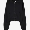 Cropped Sweatjacke - Relax Fit - schwarz