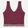 Cropped Top - Spitzenbesatz - dunkelrot