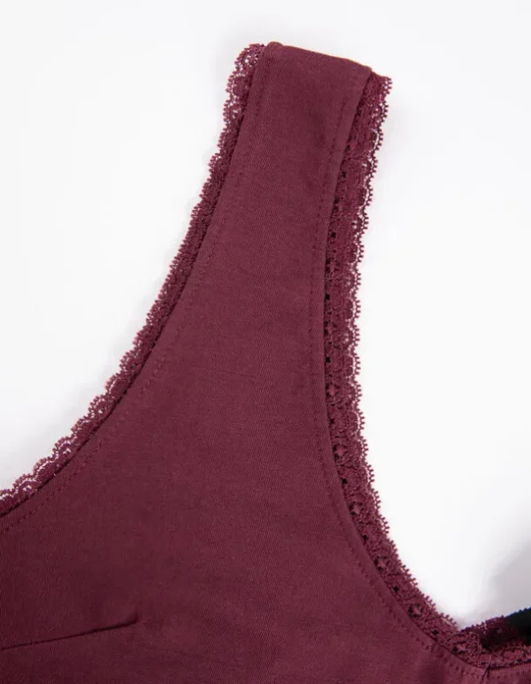 Cropped Top - Spitzenbesatz - dunkelrot