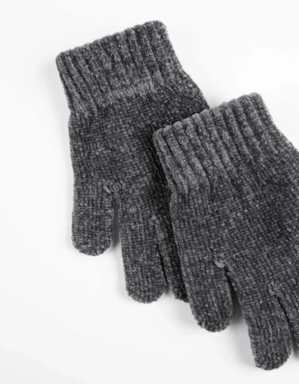 Handschuhe - Feinstrick - dunkelgrau