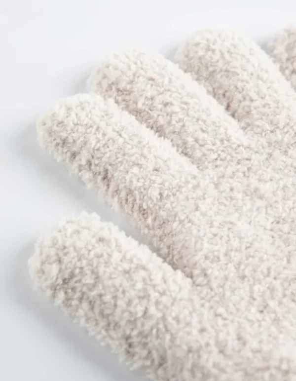 Handschuhe - Plüsch - beige
