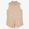 Hemdbluse - Allover-Print - beige