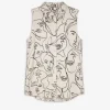 Hemdbluse - Allover-Print - weiß