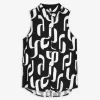 Hemdbluse - Allover-Print - schwarz
