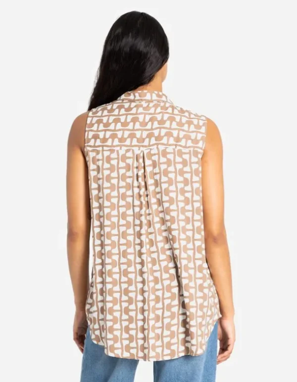 Hemdbluse - Allover-Print - beige