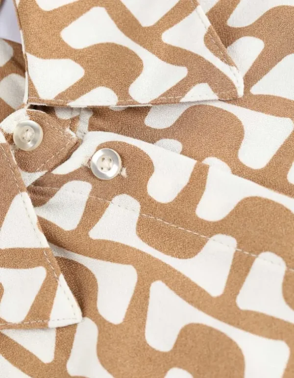 Hemdbluse - Allover-Print - beige
