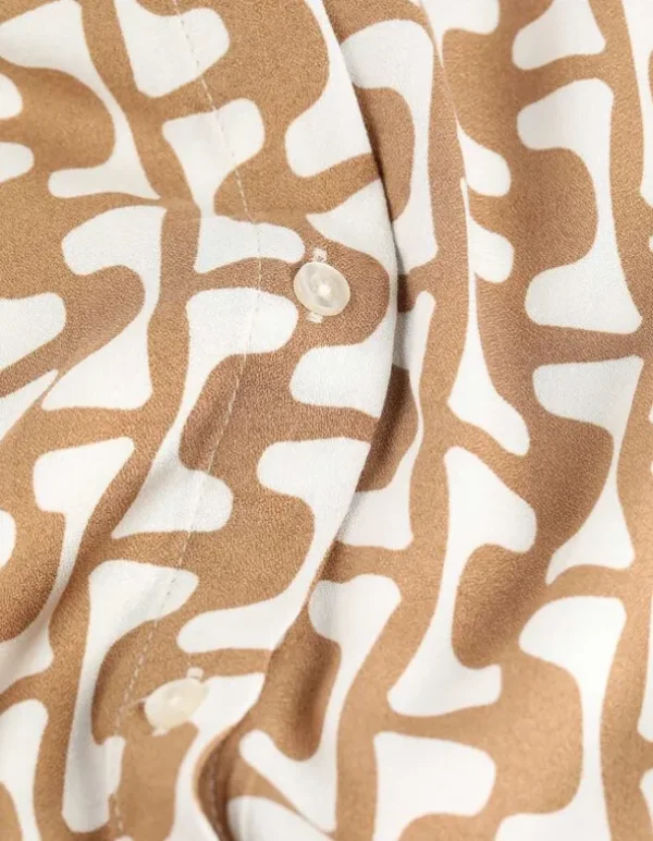 Hemdbluse - Allover-Print - beige