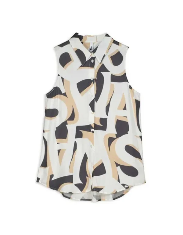 Hemdbluse - Allover-Print - weiß