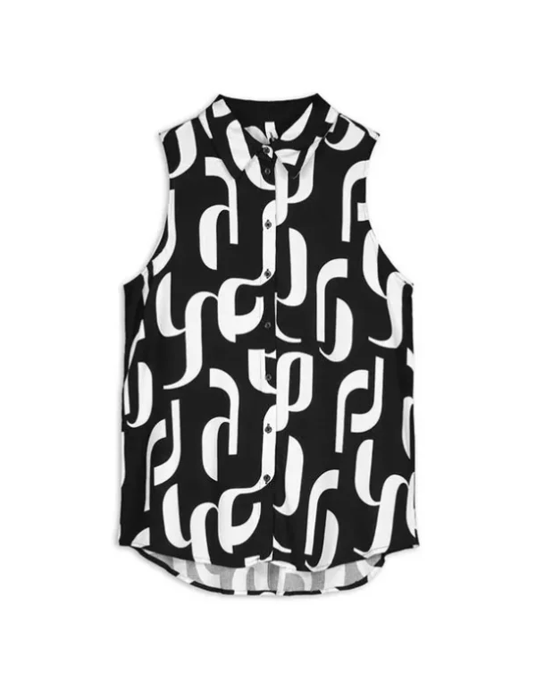 Hemdbluse - Allover-Print - schwarz