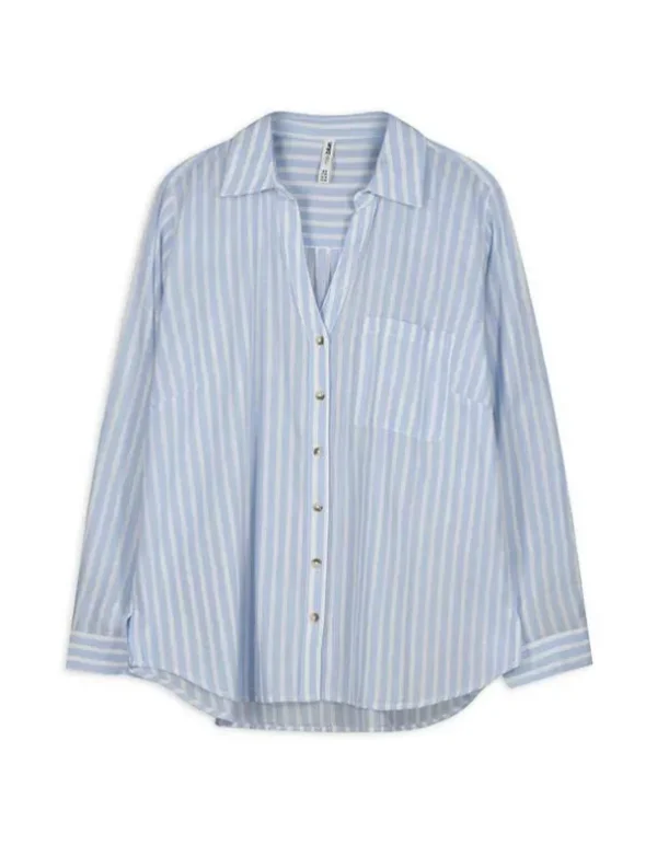 Hemdbluse - Baumwolle - hellblau