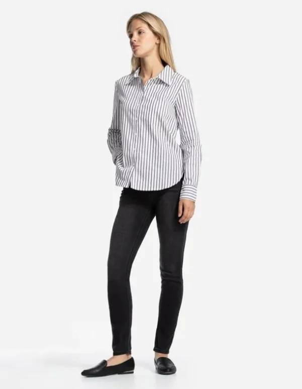 Hemdbluse - Baumwoll-Mix - dunkelgrau