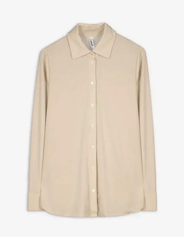 Hemdbluse - Lurex - beige