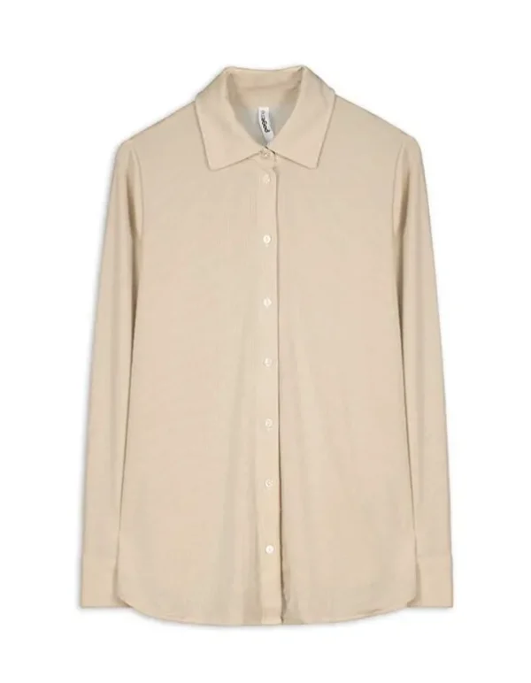 Hemdbluse - Lurex - beige