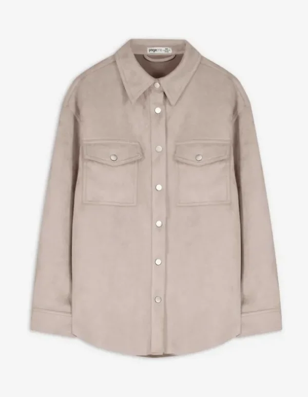 Hemdjacke - Lederoptik - beige