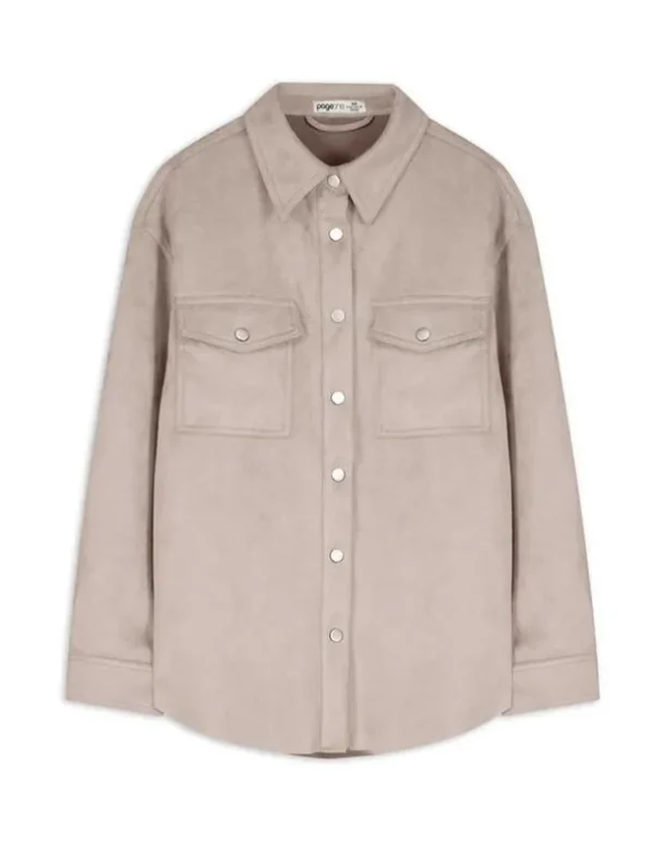 Hemdjacke - Lederoptik - beige
