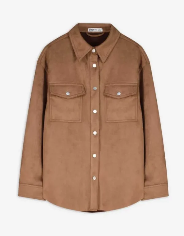 Hemdjacke - Lederoptik - braun
