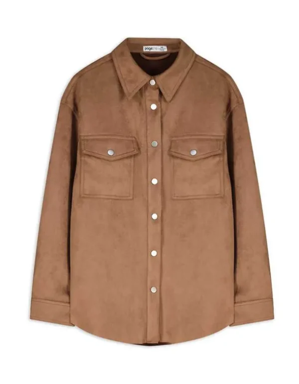 Hemdjacke - Lederoptik - braun