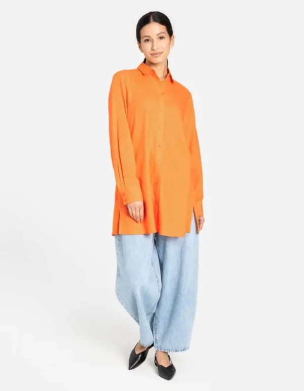 Hemdkleid - Leinen-Mix