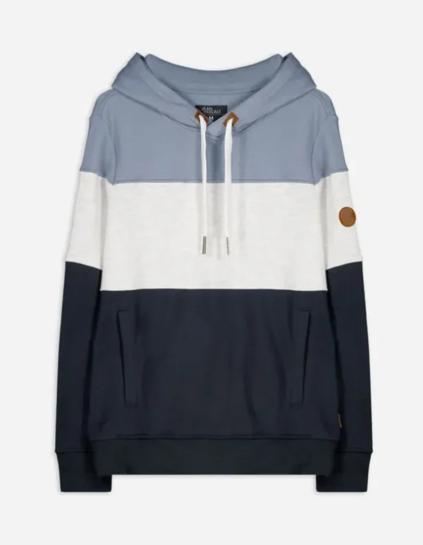 Hoodie - Color-Blocking - blau