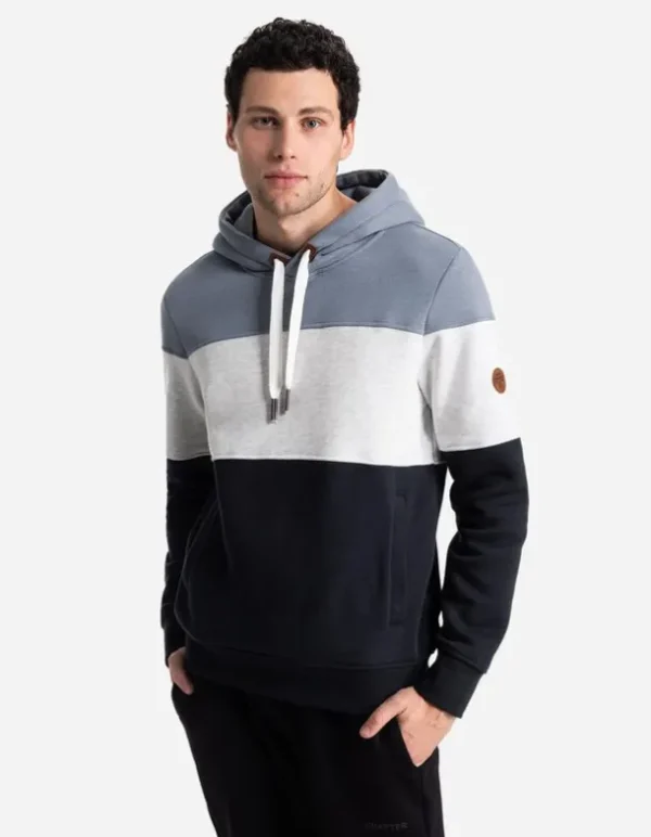 Hoodie - Color-Blocking - blau