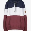 Hoodie - Color-Blocking - dunkelrot