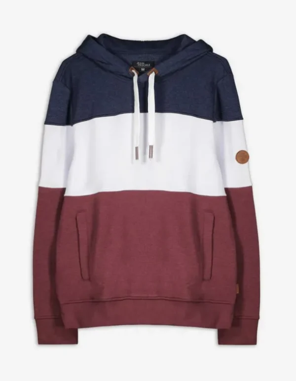 Hoodie - Color-Blocking - dunkelrot