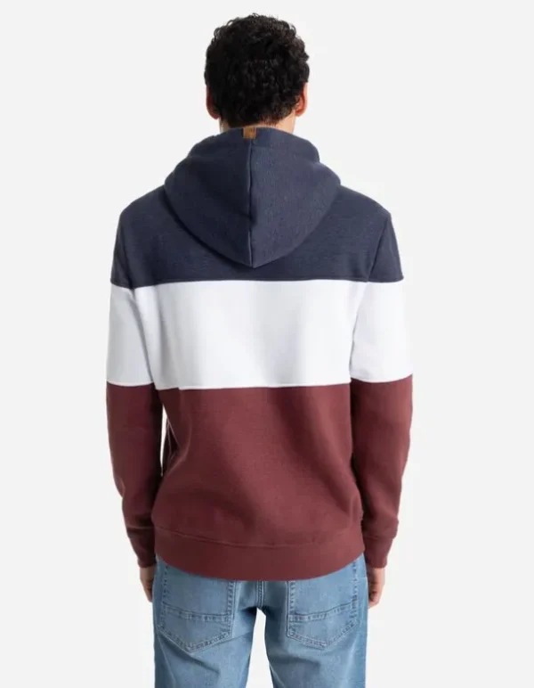 Hoodie - Color-Blocking - dunkelrot