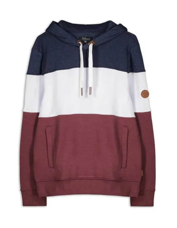 Hoodie - Color-Blocking - dunkelrot