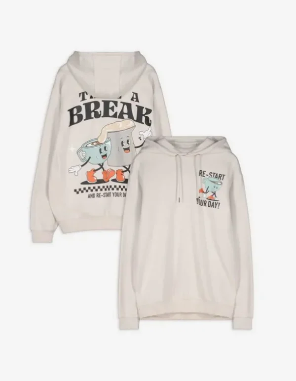 Hoodie - Rückenprint - beige