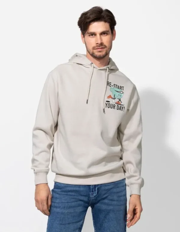 Hoodie - Rückenprint - beige