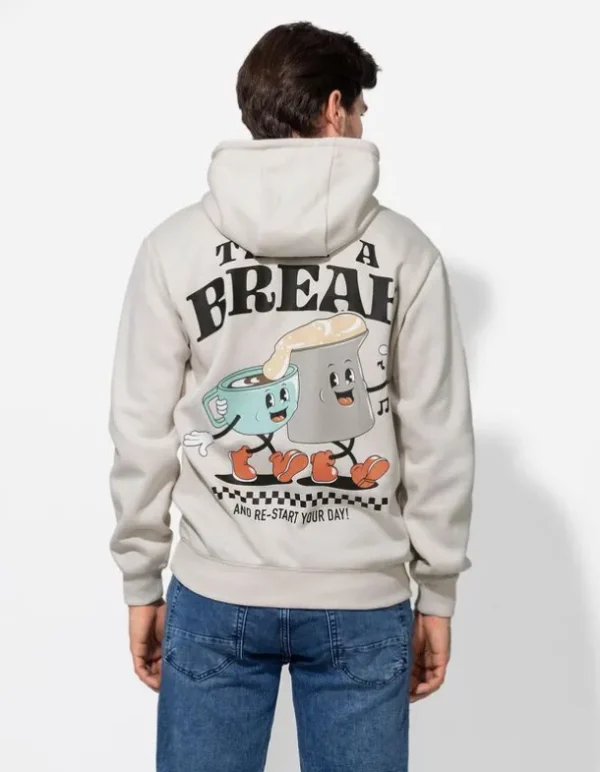 Hoodie - Rückenprint - beige