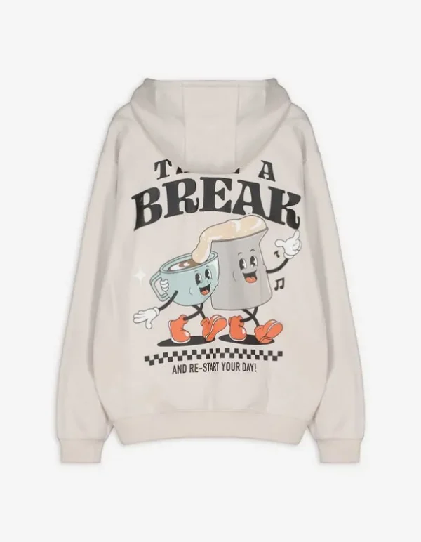 Hoodie - Rückenprint - beige