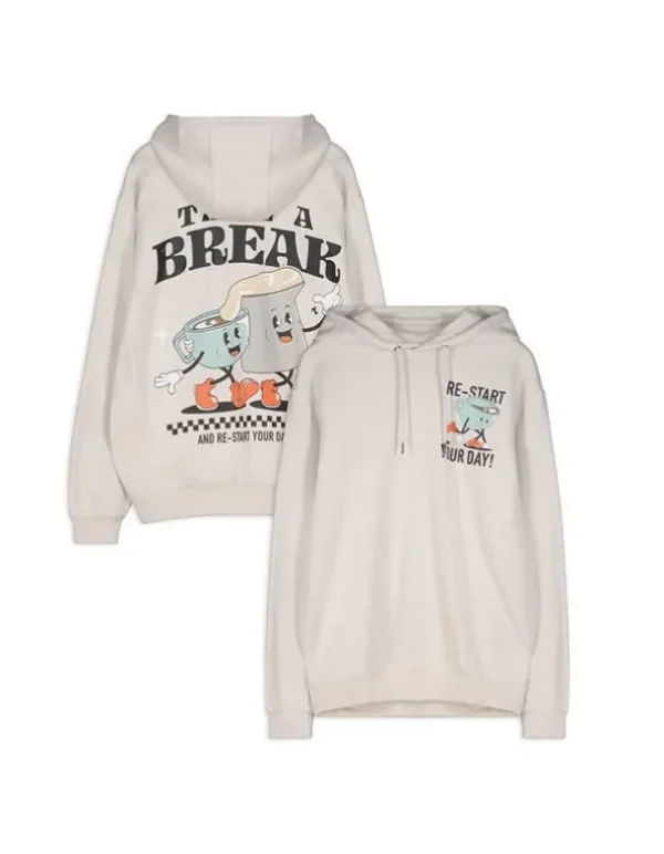 Hoodie - Rückenprint - beige