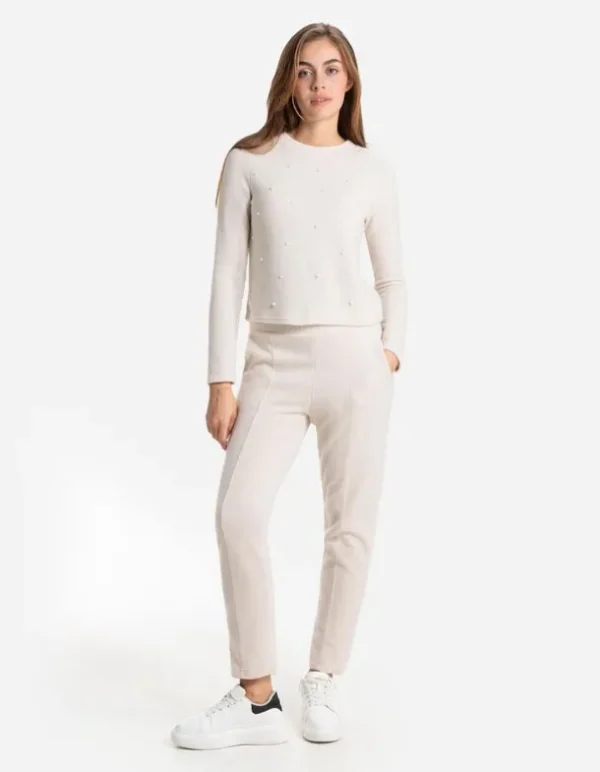 Hose - Bundfalte - beige
