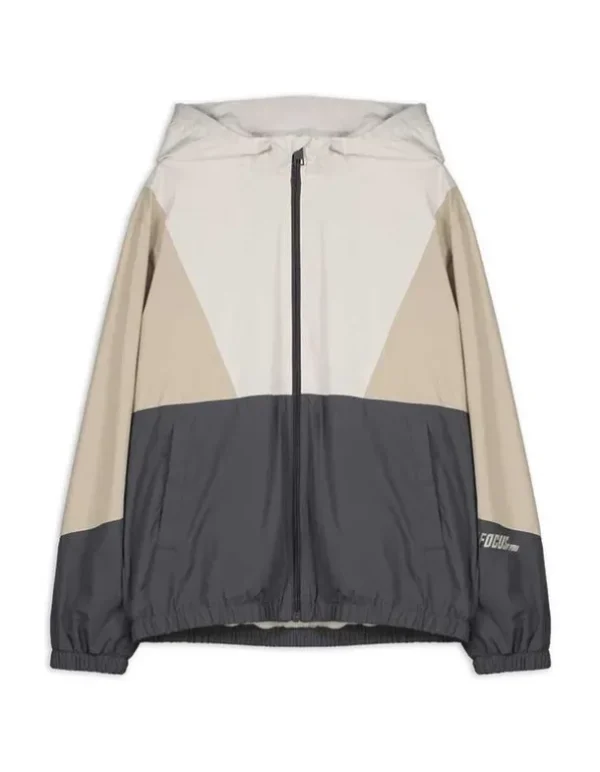 Jacke - Color-Blocking - beige