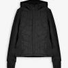 Jacke - Material-Mix - schwarz