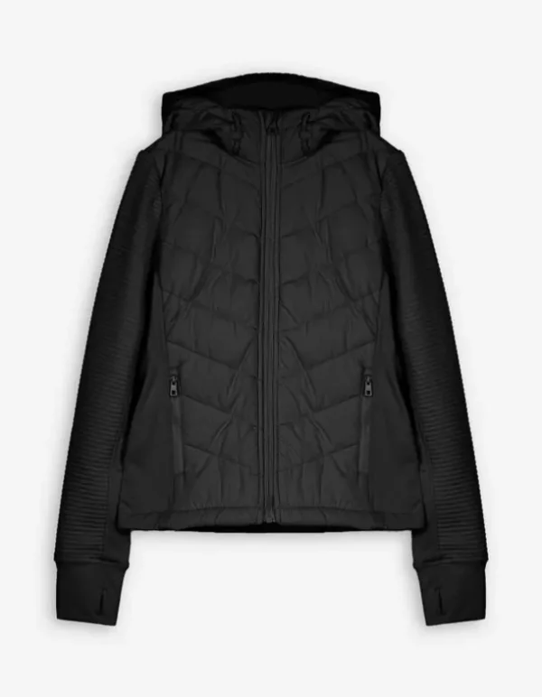 Jacke - Material-Mix - schwarz