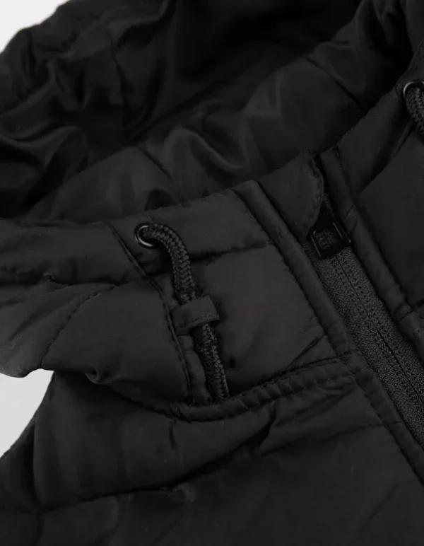Jacke - Material-Mix - schwarz