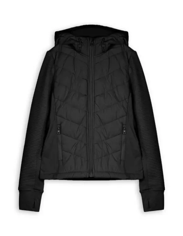 Jacke - Material-Mix - schwarz