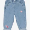 Jeans - Stickereien - hellblau