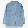 Jeansjacke - Verdeckte Knopfleiste - blau