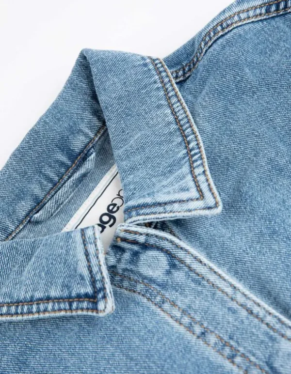 Jeansjacke - Verdeckte Knopfleiste - blau