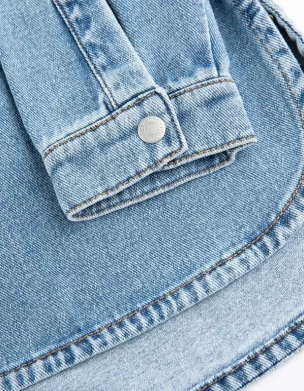Jeansjacke - Verdeckte Knopfleiste - blau
