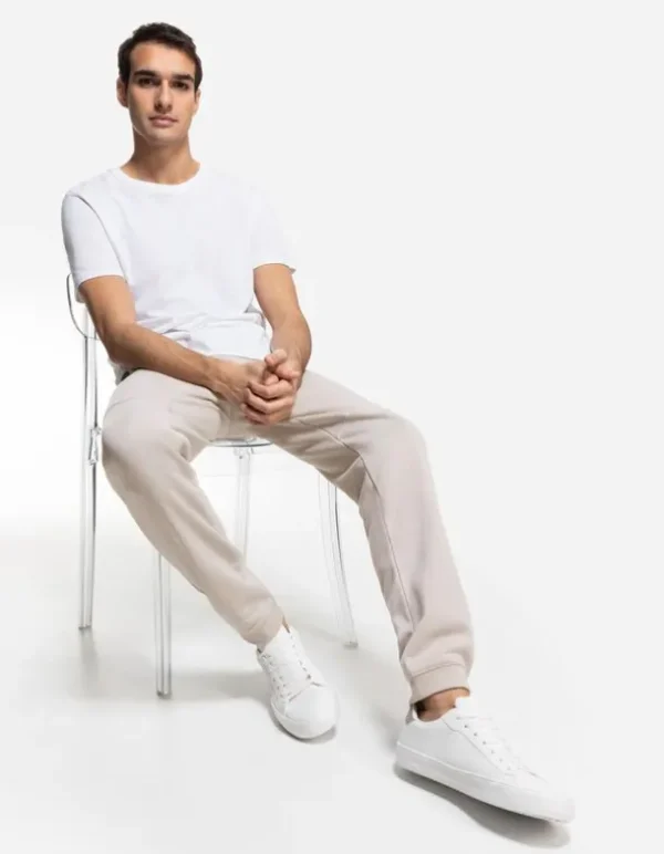 Jogginghose - Weites Bein - beige
