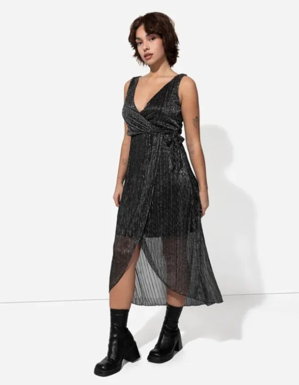 Kleid - Lurex - silberfarben