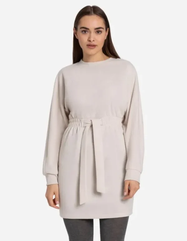Kleid - Tunnelzug auf Taillenhöhe - beige