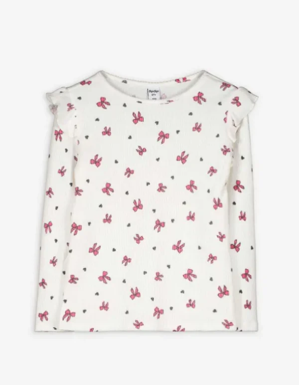 Langarmshirt - Ärmel mit Volants - weiß