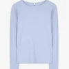 Langarmshirt - Baumwoll-Mix - hellblau