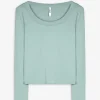 Langarmshirt - Baumwoll-Mix - grün