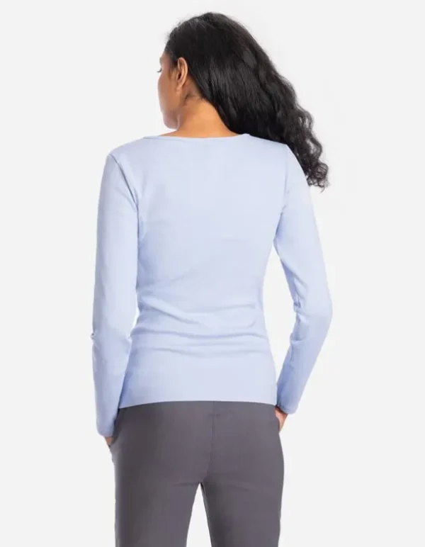 Langarmshirt - Baumwoll-Mix - hellblau